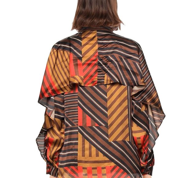 Striped shirt LE SARTE PETTEGOLE mandarin collar Cocoa Blouse - Picture 2 of 11